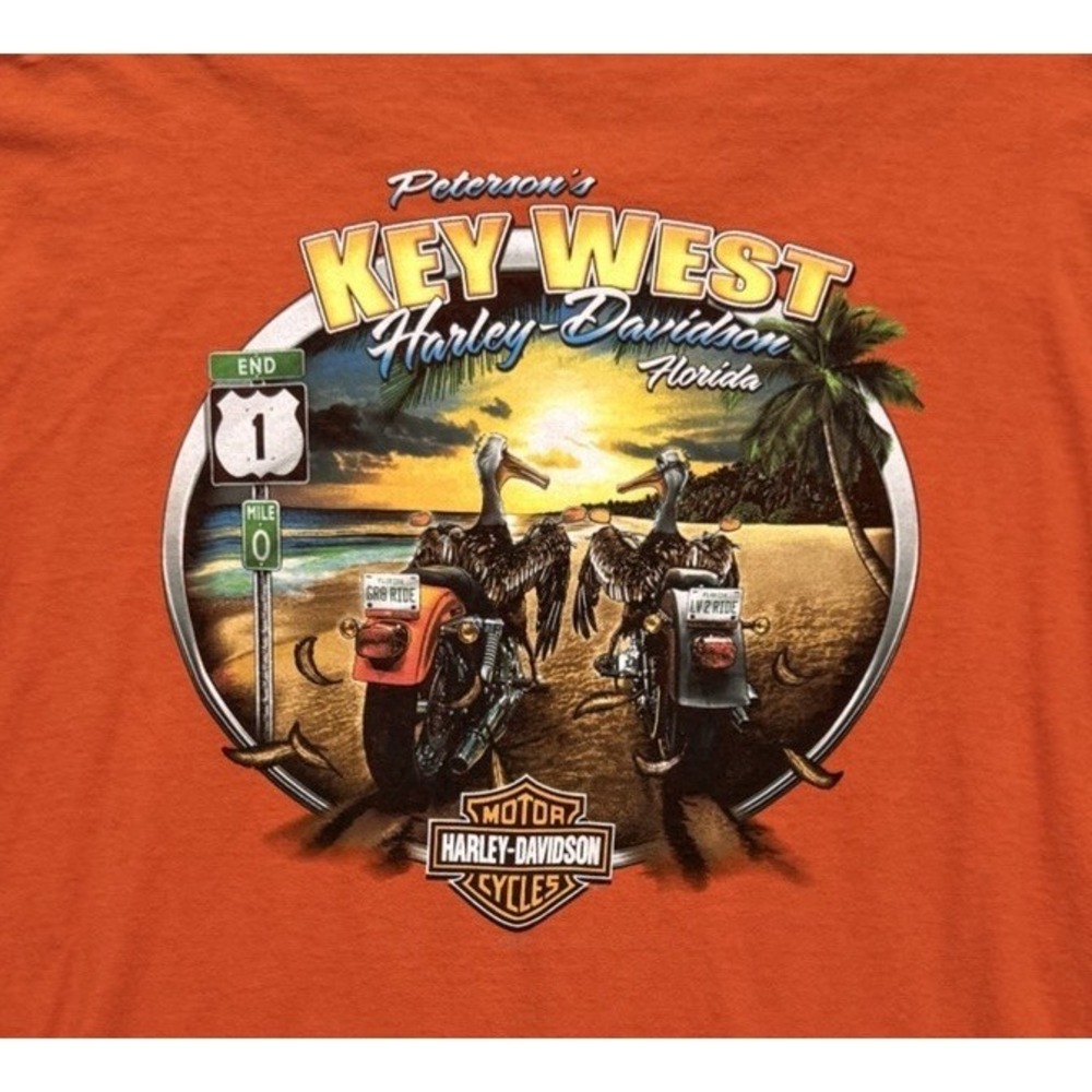 Harley-Davidson Shirt Mens 3XL Orange Key West Pelican Summer Beach Motorcycles